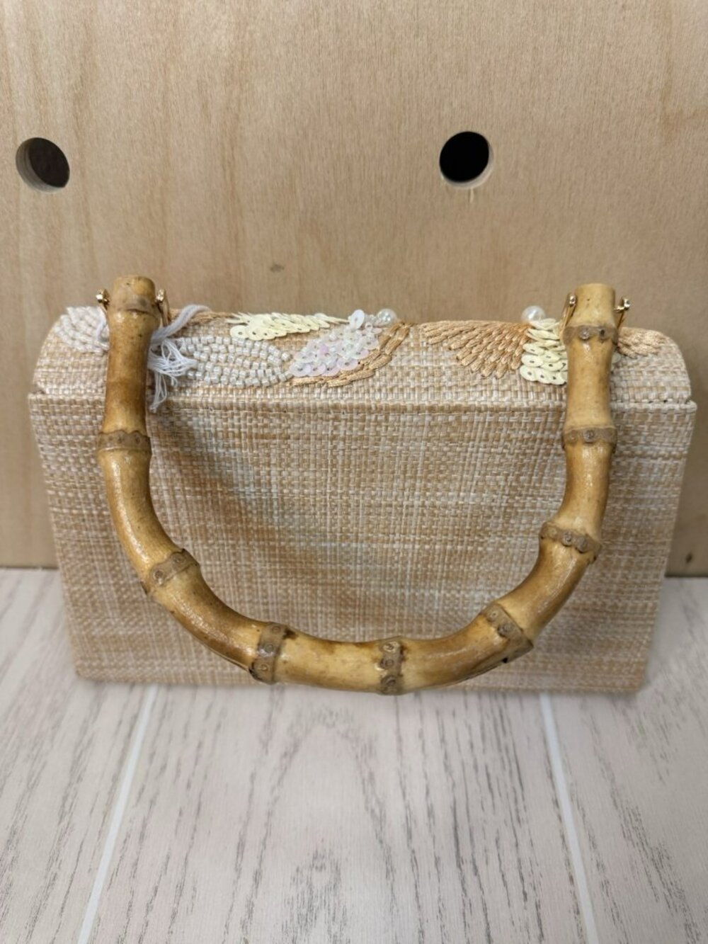 New With Tags HAUTE HIPPIE Small Boho Beaded Sequin Natural Linen Purse Clutch - Picture 7 of 16
